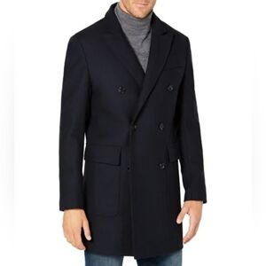 Michael Kors Double Breasted Wool Blend Peacoat Navy